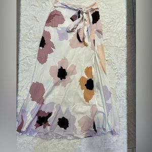 Peony Midi Skirt Soiree White‎ Floral XS pink lilac slit